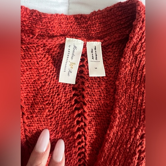 Anthropologie Rich Red Belted Cardigan - Picture 16 of 16